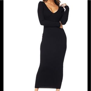 Long Sleeve rib midi dress